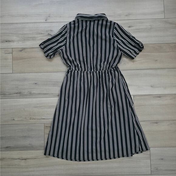 Lottie Shirt Short Sleeve Black/Cream Collared Dress Women Sz M - Picture 7 of 10
